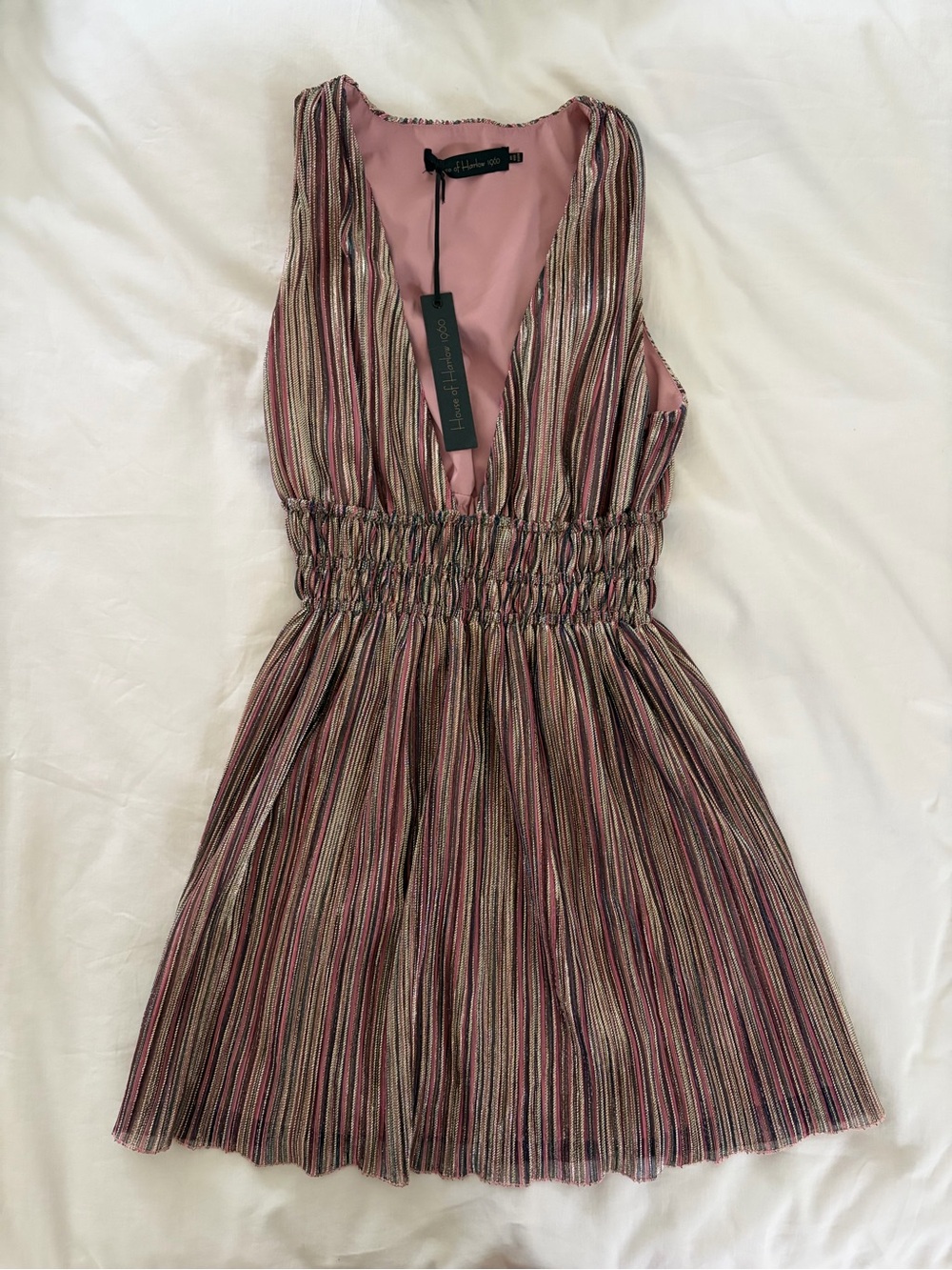House of Harlow 1960 x REVOLVE Edie Mini Dress in Metallic Multi XXS NWT